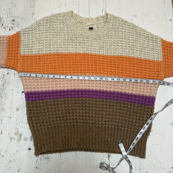 Universal Thread Striped Knit Sweater M Crewneck Pullover Orange Purpke Winter - Picture 9 of 14